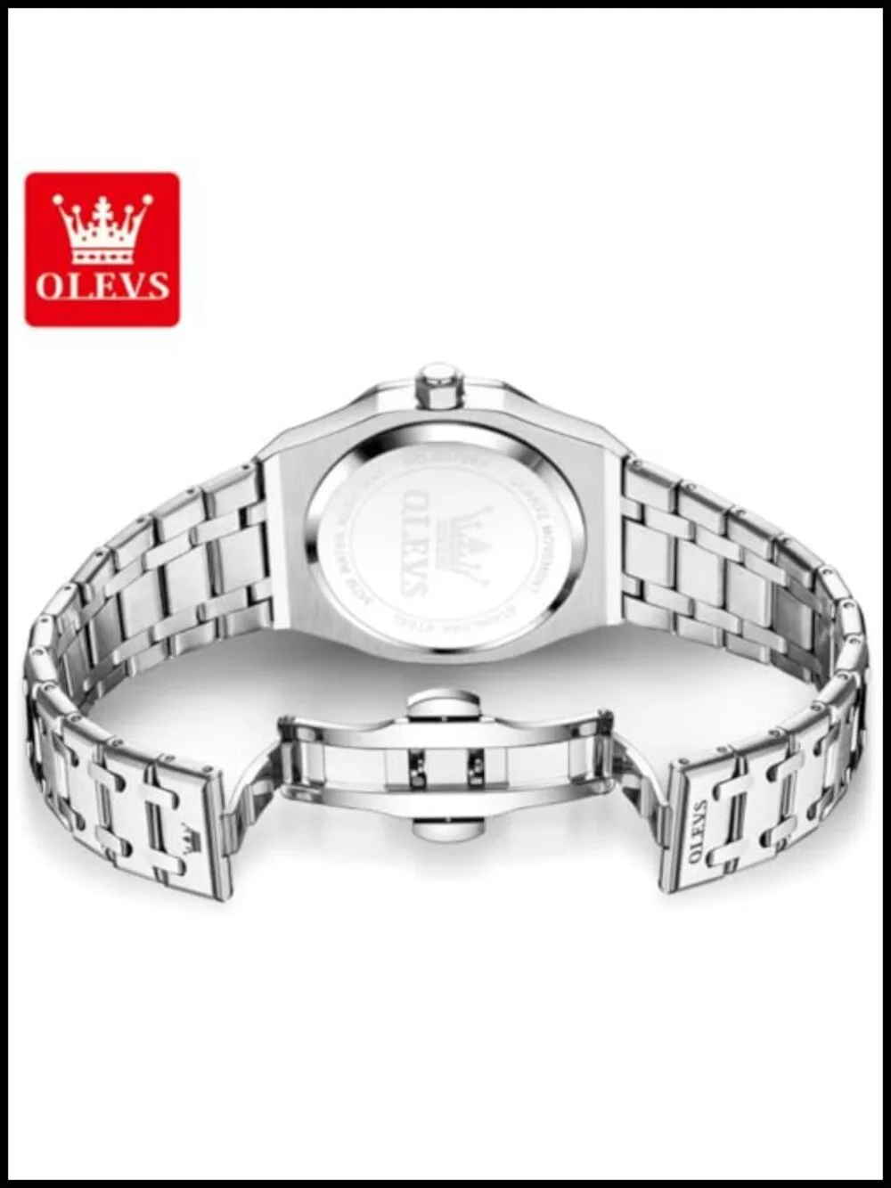 Mens Large Stainless Steel Analog Quartz Watch Waterproof Business